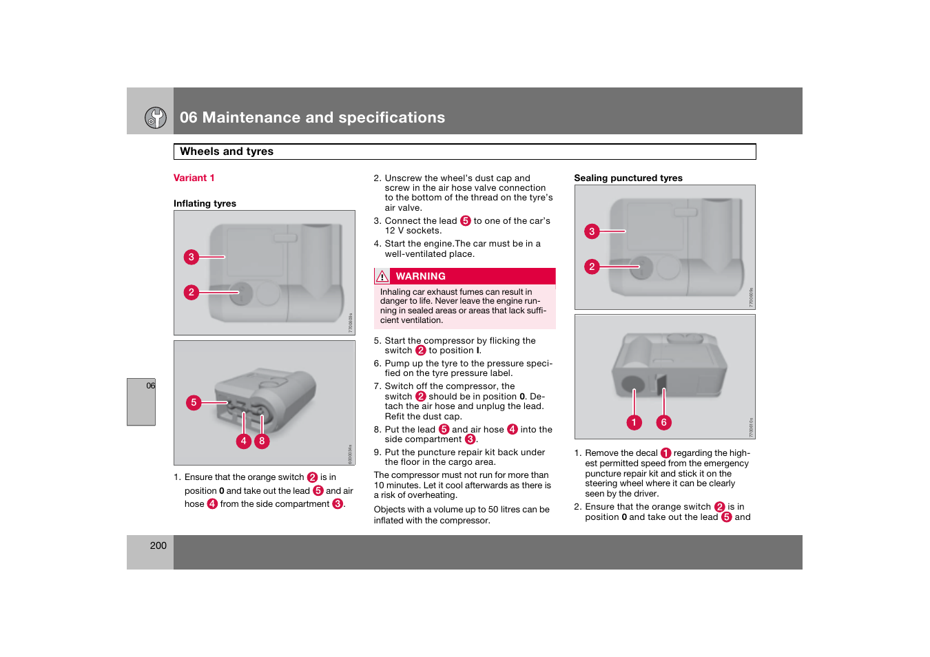 Variant 1, 06 maintenance and specifications | Volvo 2007 S80 User Manual | Page 201 / 234