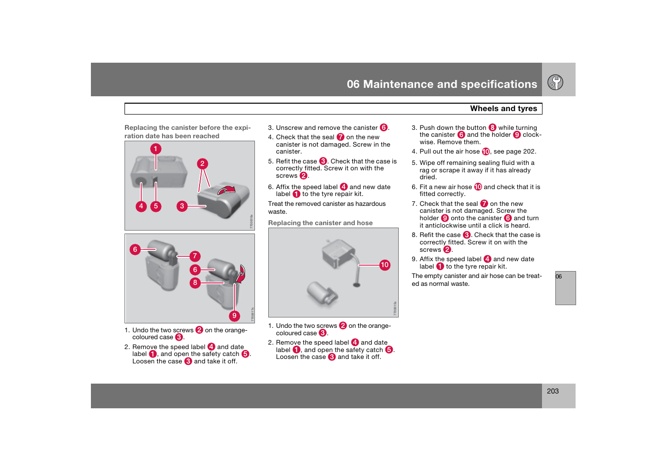 06 maintenance and specifications | Volvo 2007 S80 User Manual | Page 204 / 234