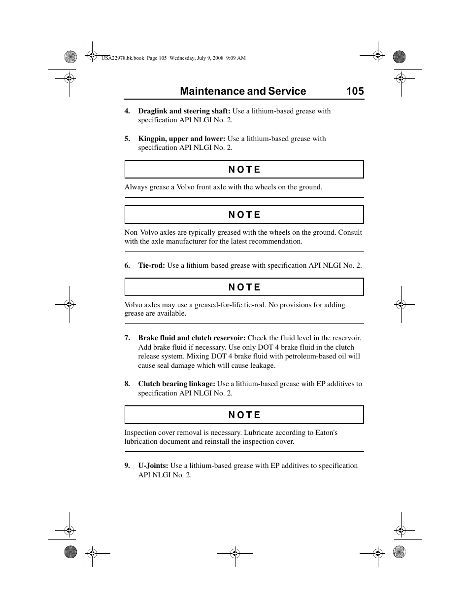 Maintenance and service 105 | Volvo D11F User Manual | Page 109 / 132