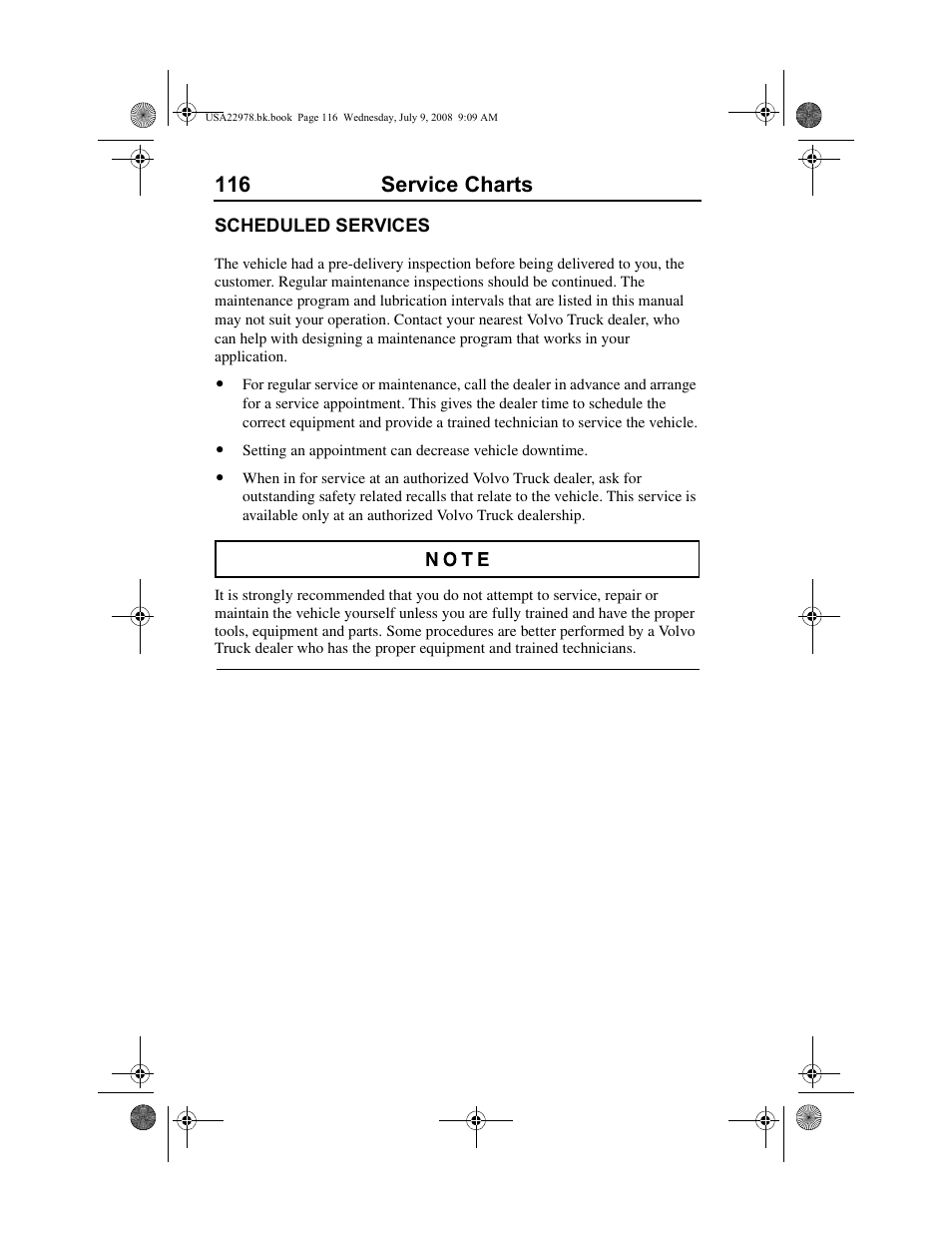 116 service charts | Volvo D11F User Manual | Page 120 / 132