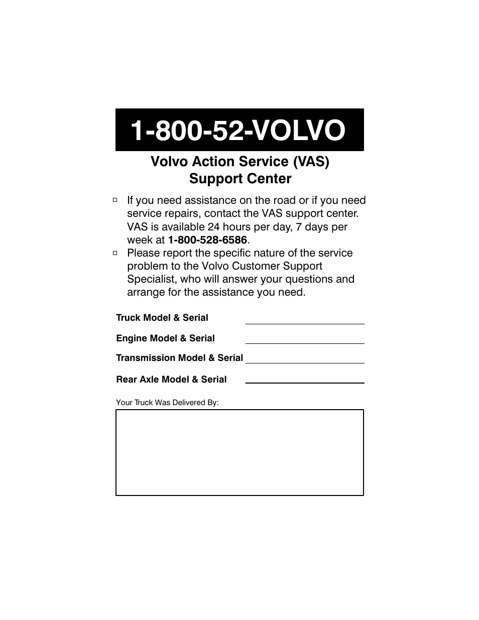 Volvo action service (vas) support center | Volvo D11F User Manual | Page 131 / 132