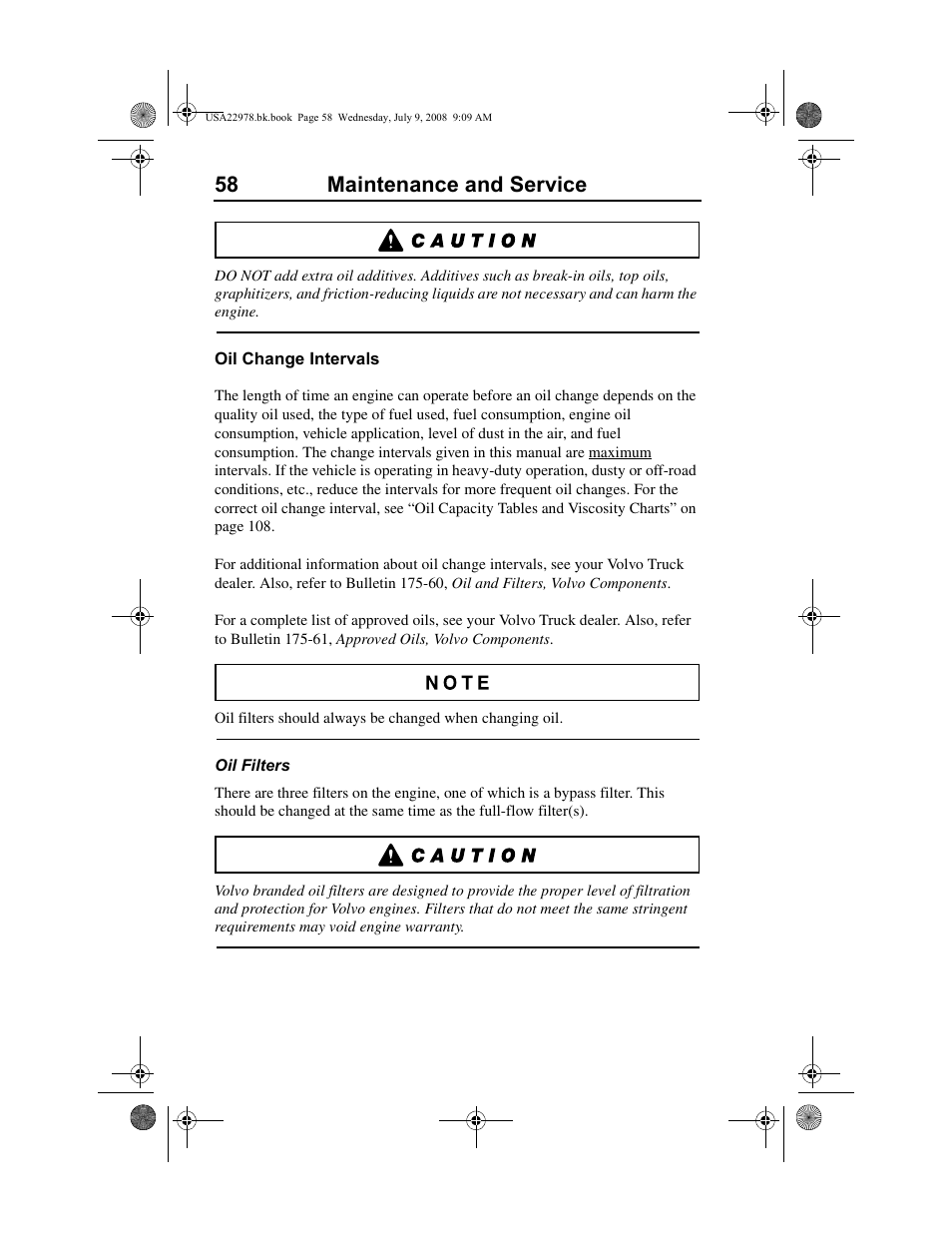 58 maintenance and service | Volvo D11F User Manual | Page 62 / 132