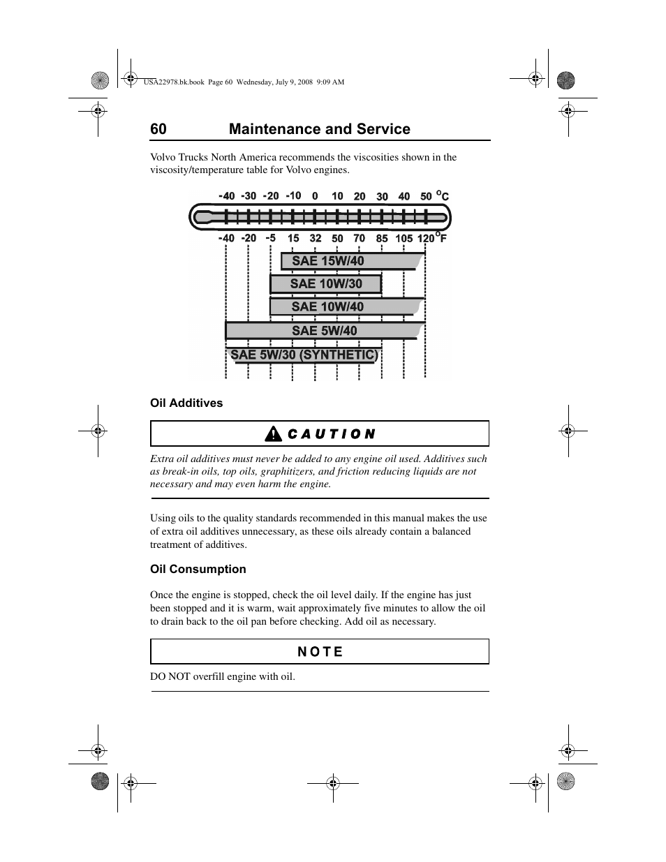 60 maintenance and service | Volvo D11F User Manual | Page 64 / 132