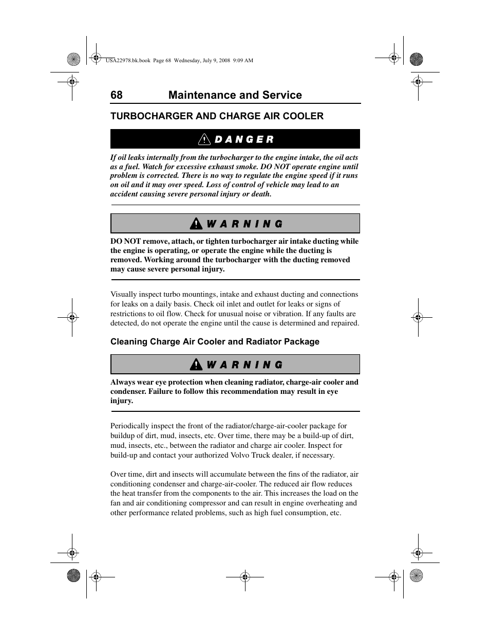 68 maintenance and service | Volvo D11F User Manual | Page 72 / 132