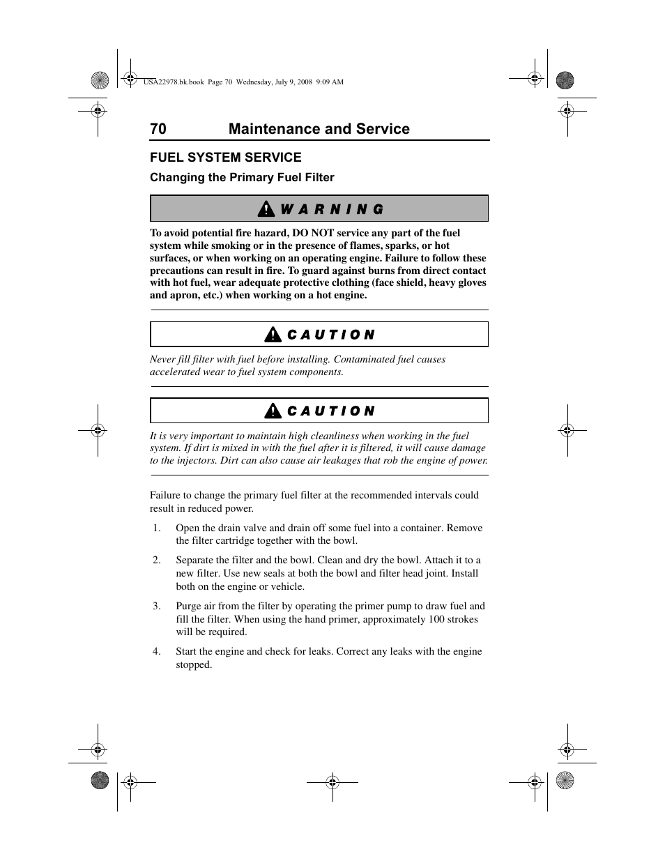 70 maintenance and service | Volvo D11F User Manual | Page 74 / 132