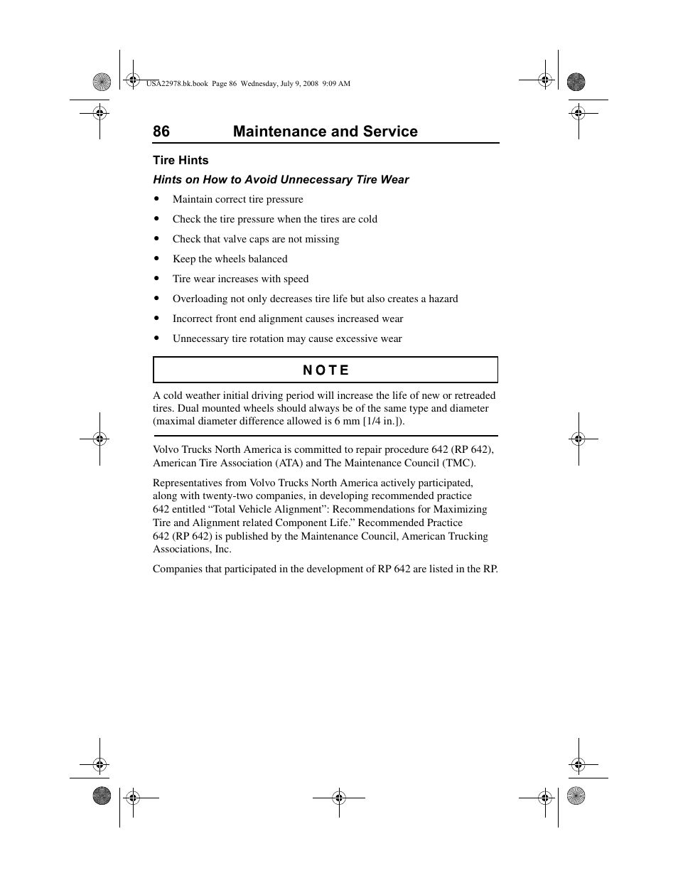 86 maintenance and service | Volvo D11F User Manual | Page 90 / 132