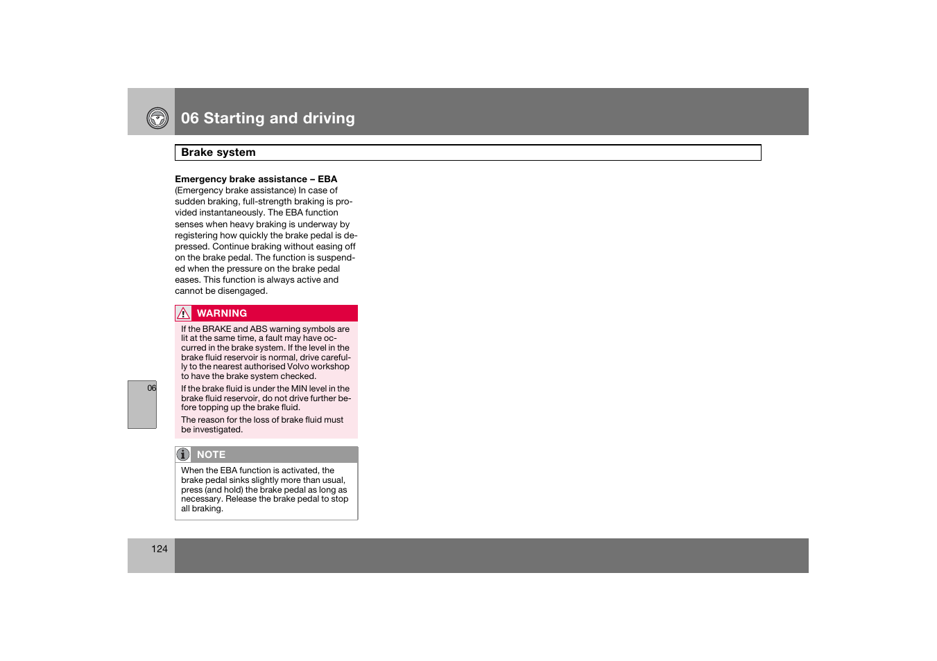 06 starting and driving | Volvo C70 User Manual | Page 125 / 251