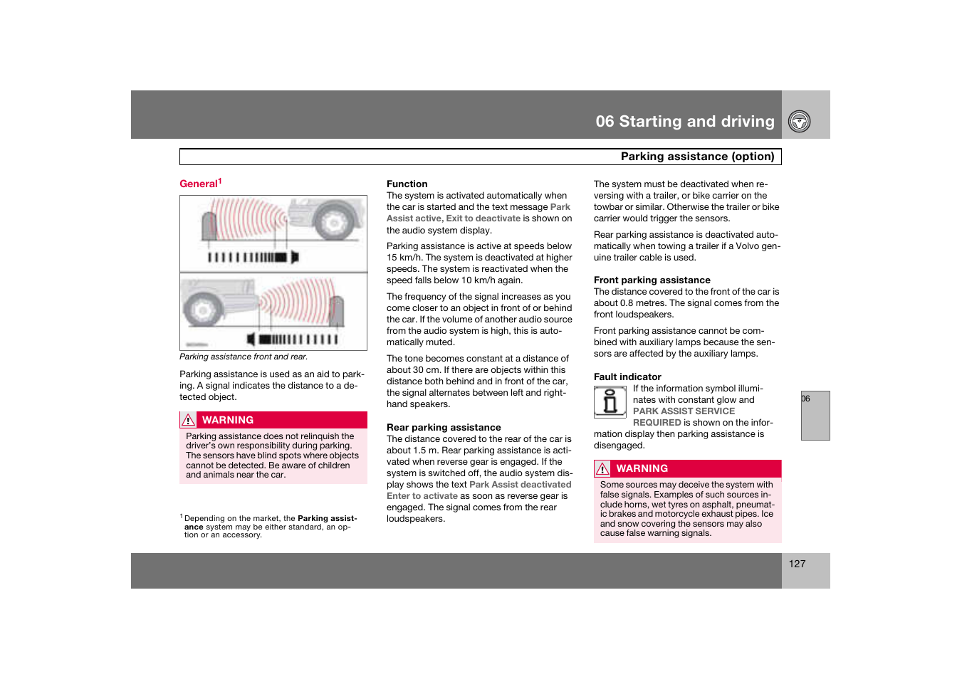 General, 06 starting and driving | Volvo C70 User Manual | Page 128 / 251