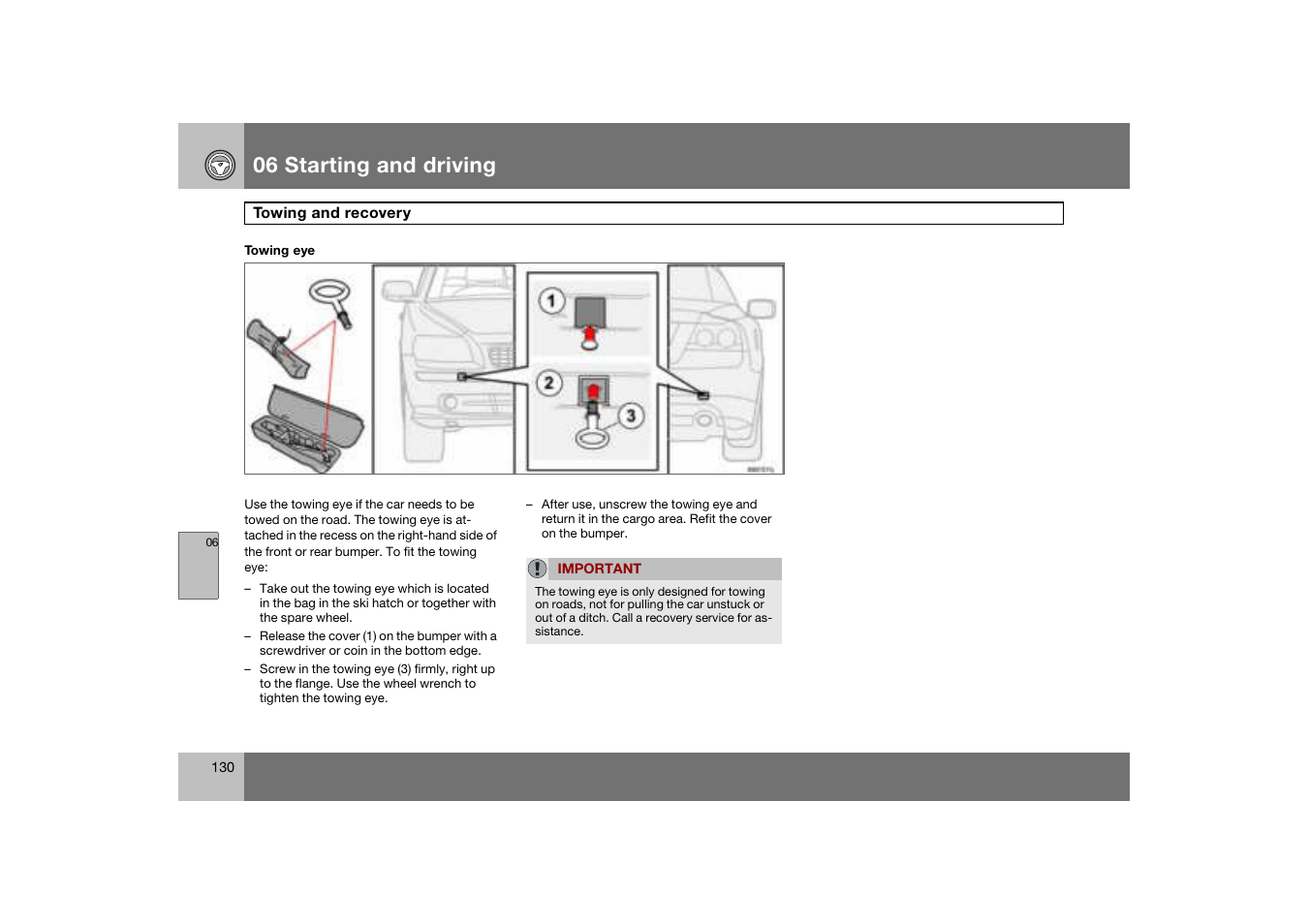 06 starting and driving | Volvo C70 User Manual | Page 131 / 251