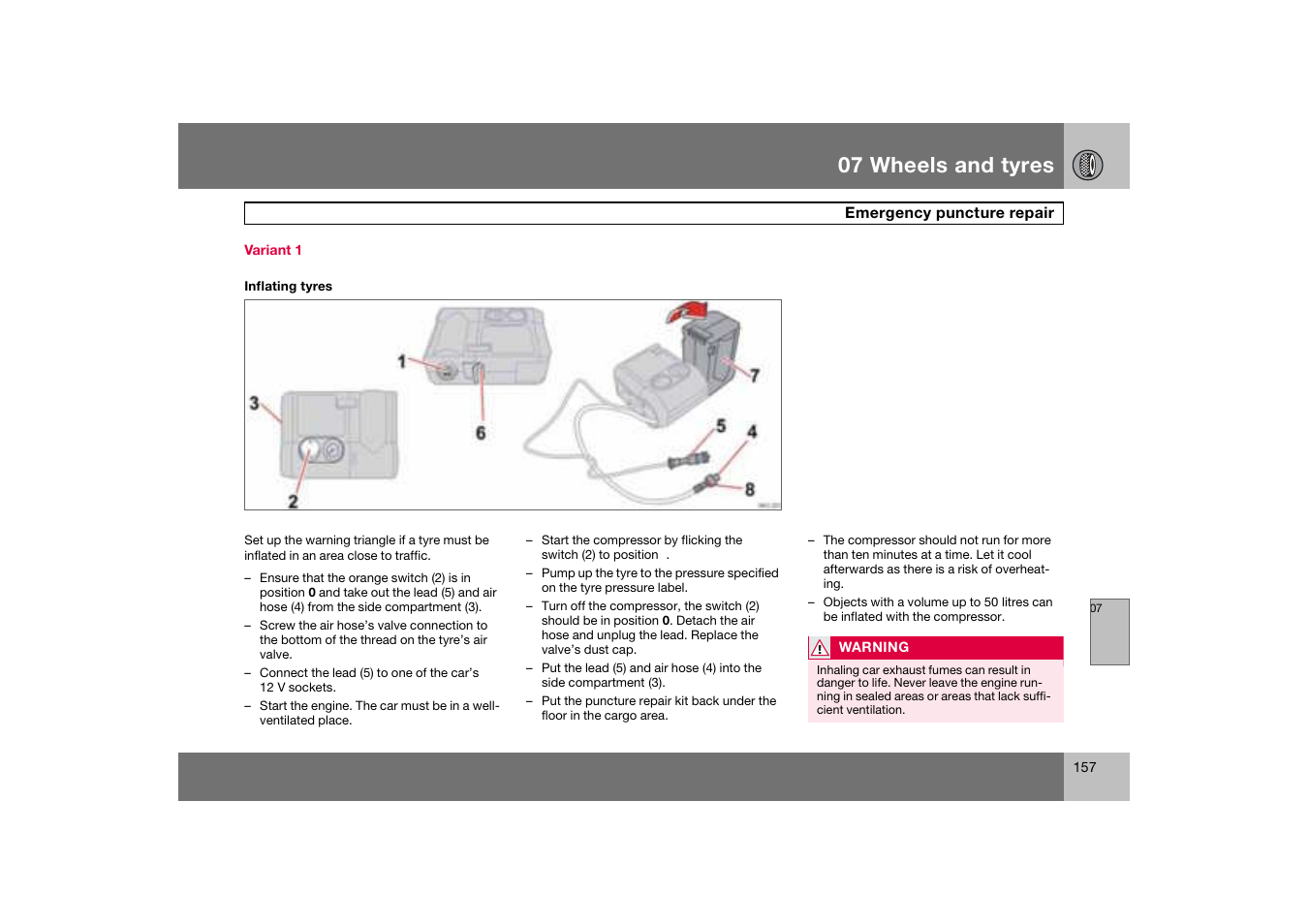 Variant 1, 07 wheels and tyres | Volvo C70 User Manual | Page 158 / 251