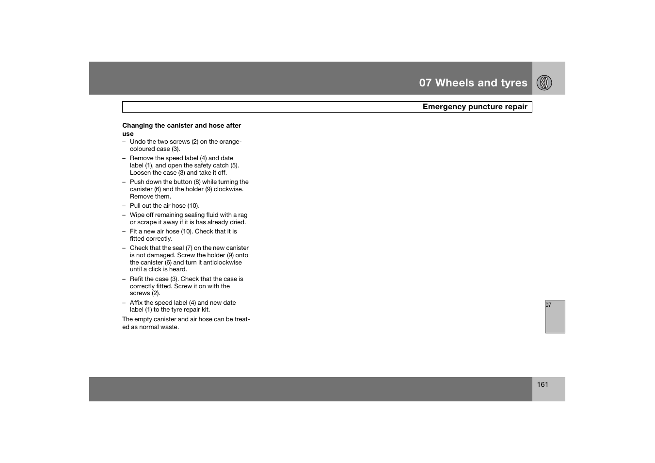 07 wheels and tyres | Volvo C70 User Manual | Page 162 / 251