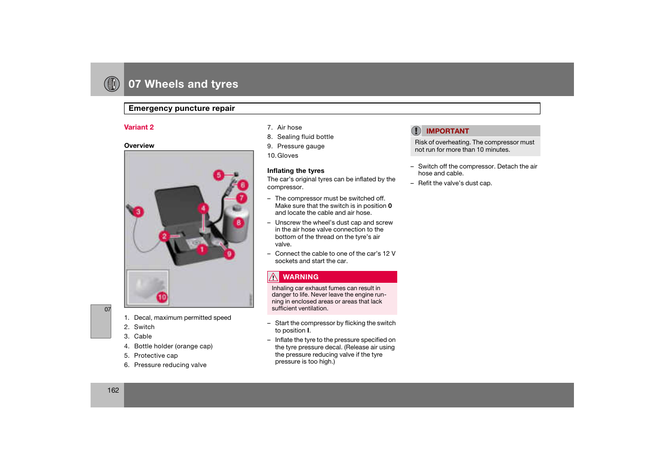 Variant 2, 07 wheels and tyres | Volvo C70 User Manual | Page 163 / 251