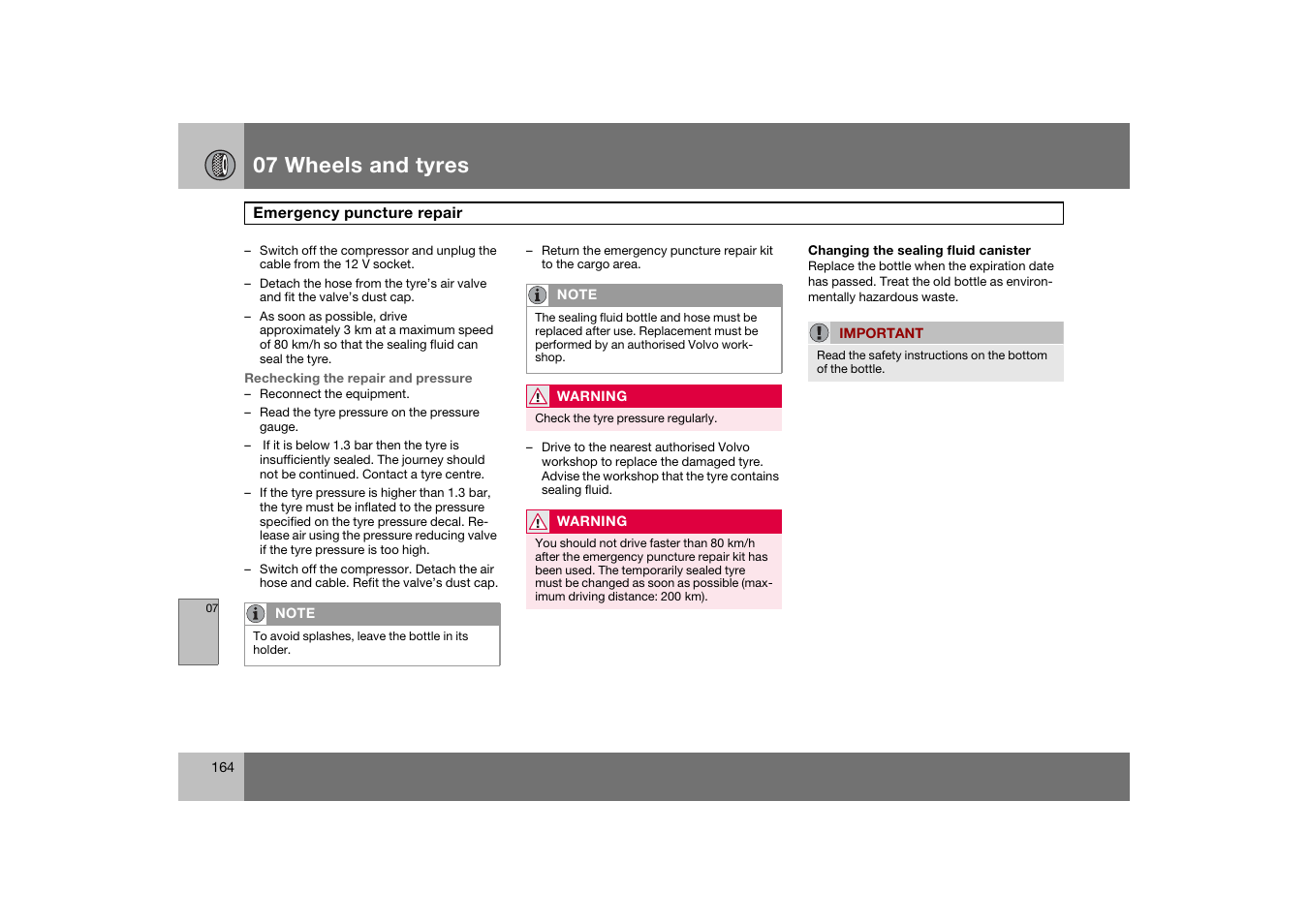 07 wheels and tyres | Volvo C70 User Manual | Page 165 / 251