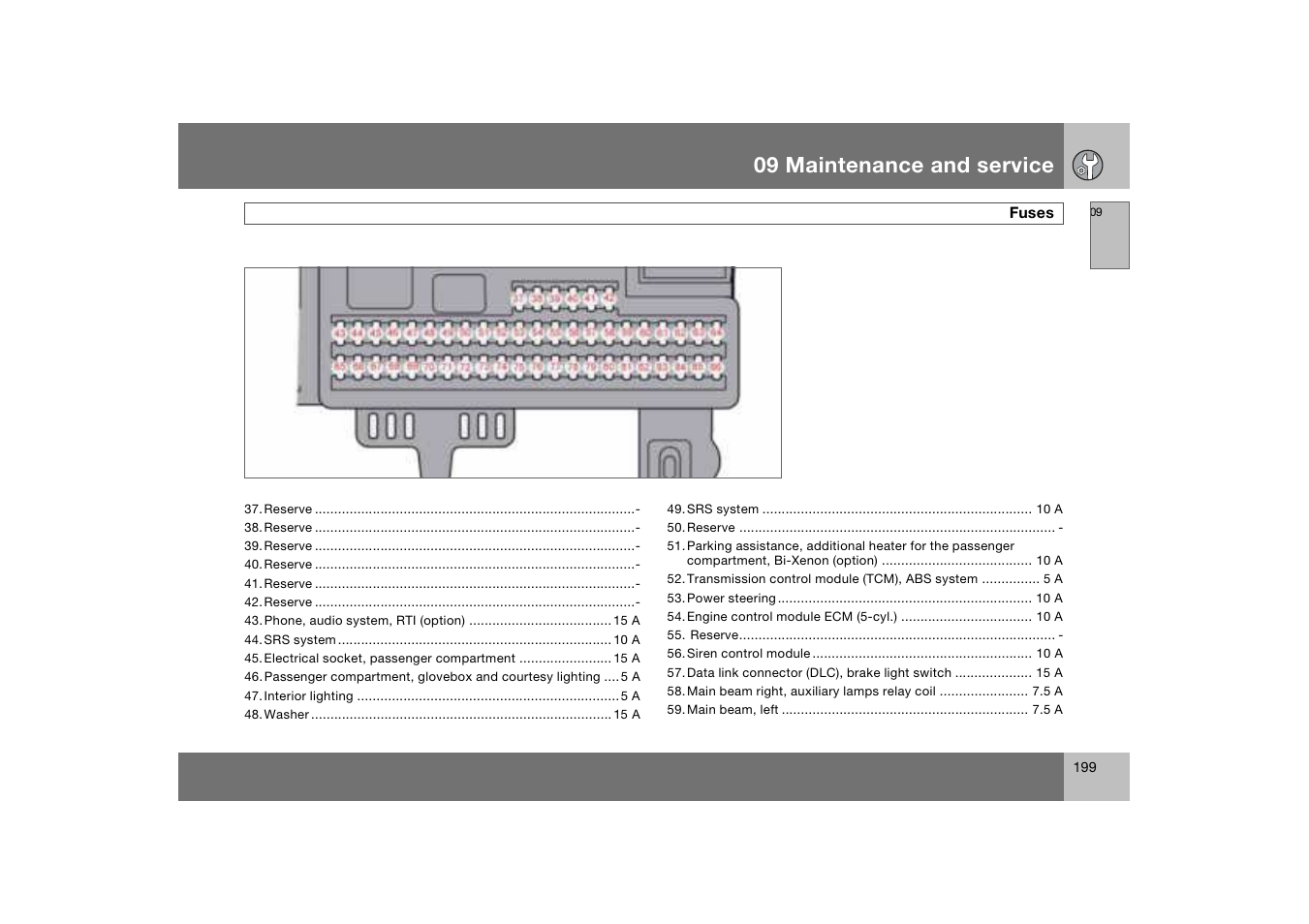 09 maintenance and service | Volvo C70 User Manual | Page 200 / 251