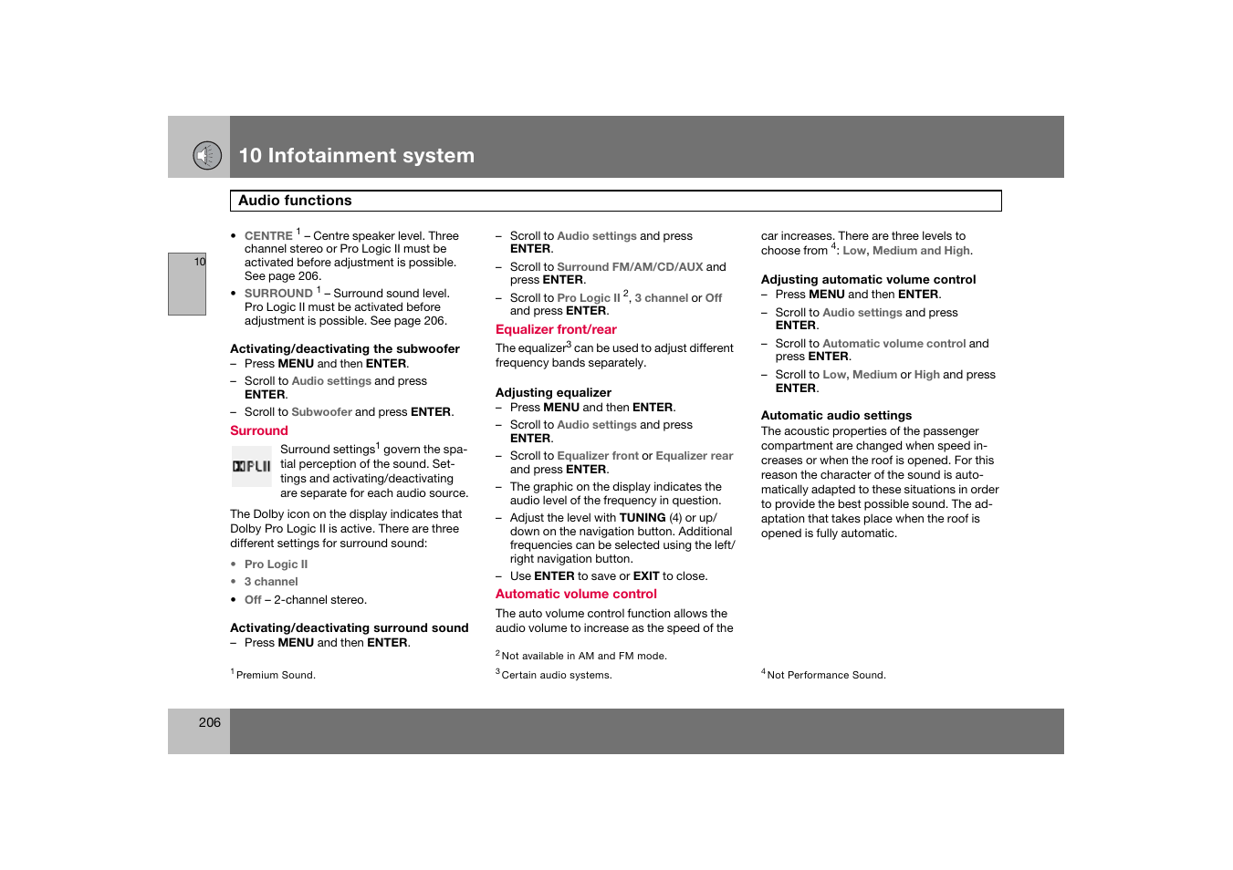 10 infotainment system | Volvo C70 User Manual | Page 207 / 251