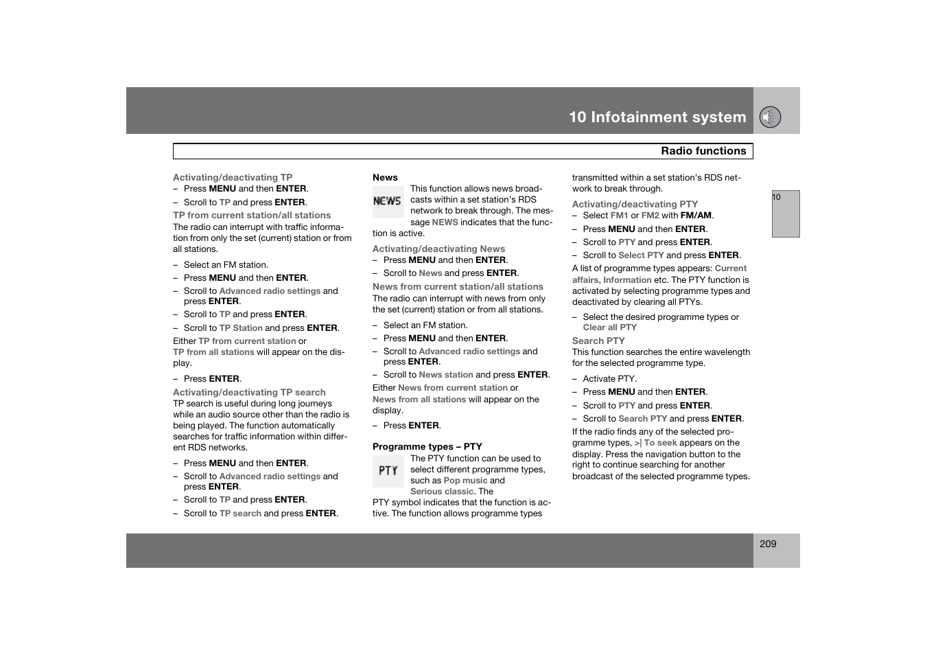 10 infotainment system | Volvo C70 User Manual | Page 210 / 251