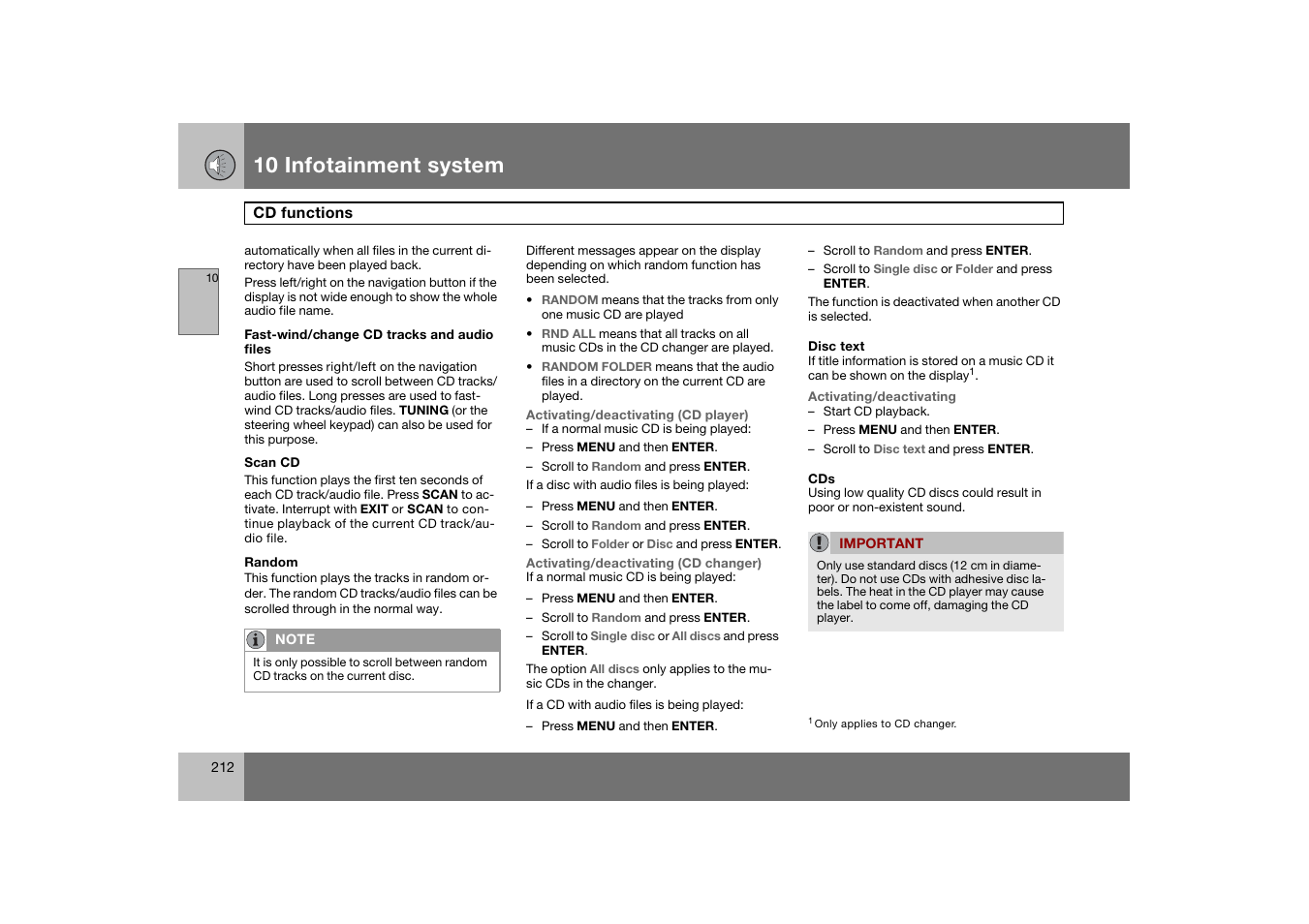 10 infotainment system | Volvo C70 User Manual | Page 213 / 251