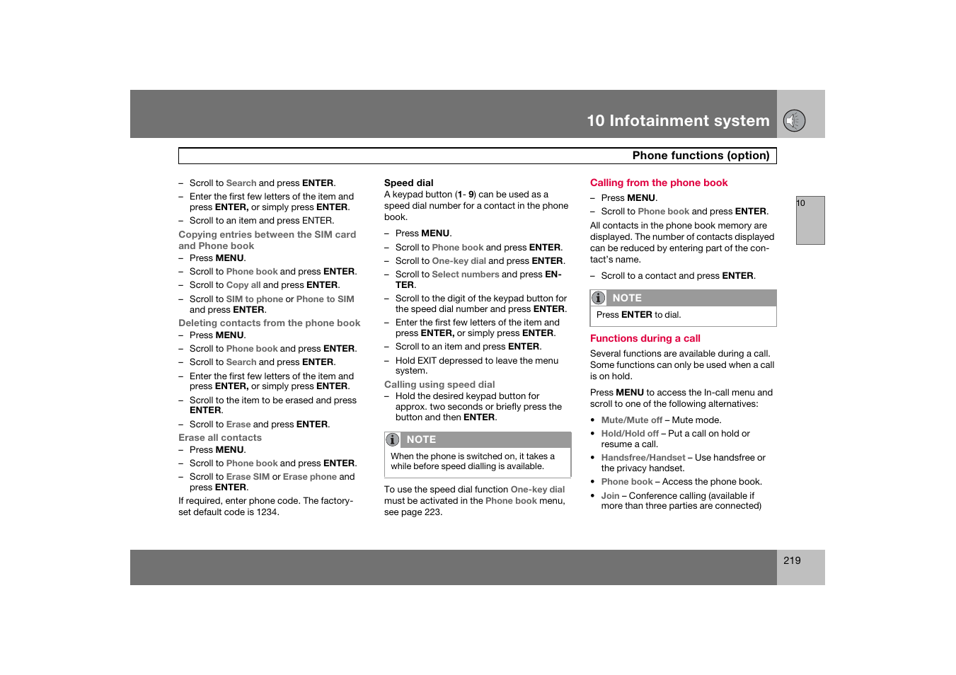 10 infotainment system | Volvo C70 User Manual | Page 220 / 251