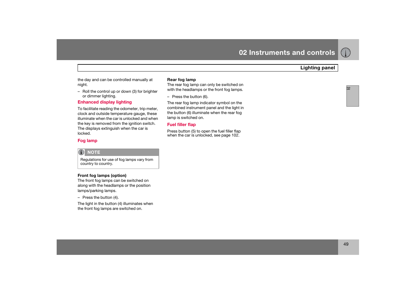 02 instruments and controls | Volvo C70 User Manual | Page 50 / 251