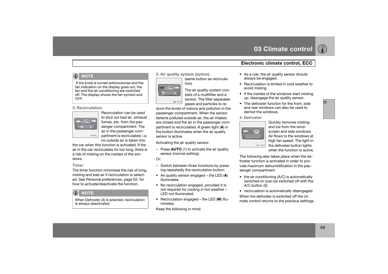 03 climate control | Volvo C70 User Manual | Page 70 / 251