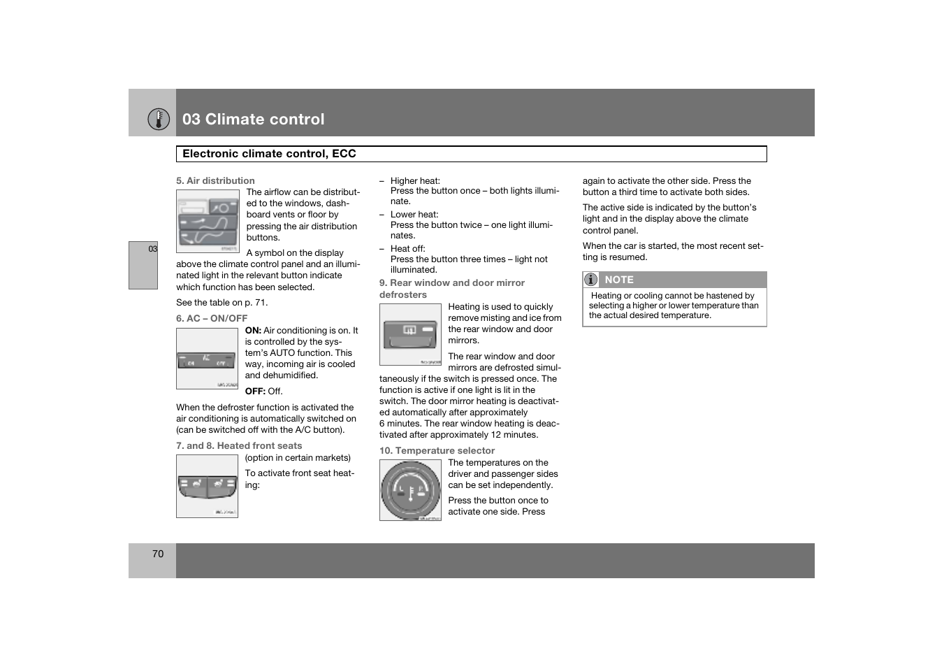 03 climate control | Volvo C70 User Manual | Page 71 / 251