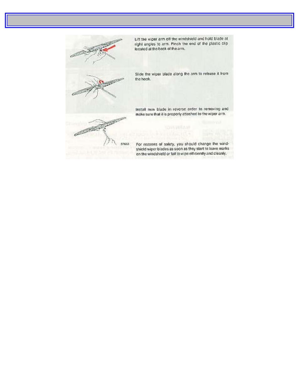 Pg. 84 replacing wiper blades, washing | Volvo 240 User Manual | Page 95 / 126