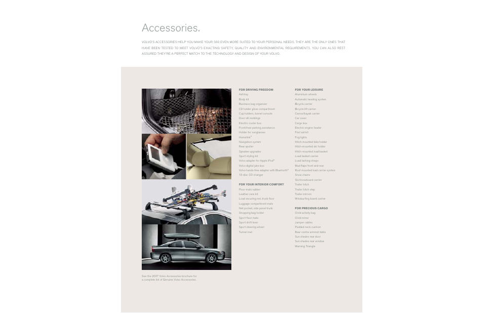 Accessories | Volvo S60 User Manual | Page 31 / 44