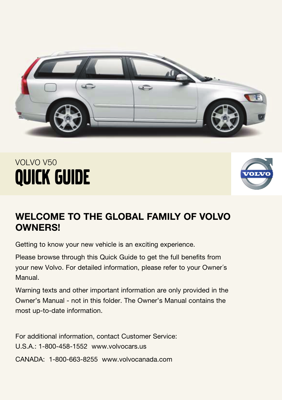 Volvo V50 User Manual | 8 pages