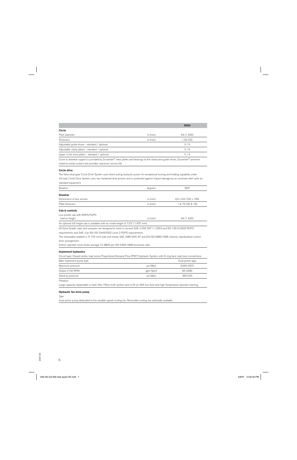 Volvo MOTOR GRADERS G930 User Manual | Page 6 / 10