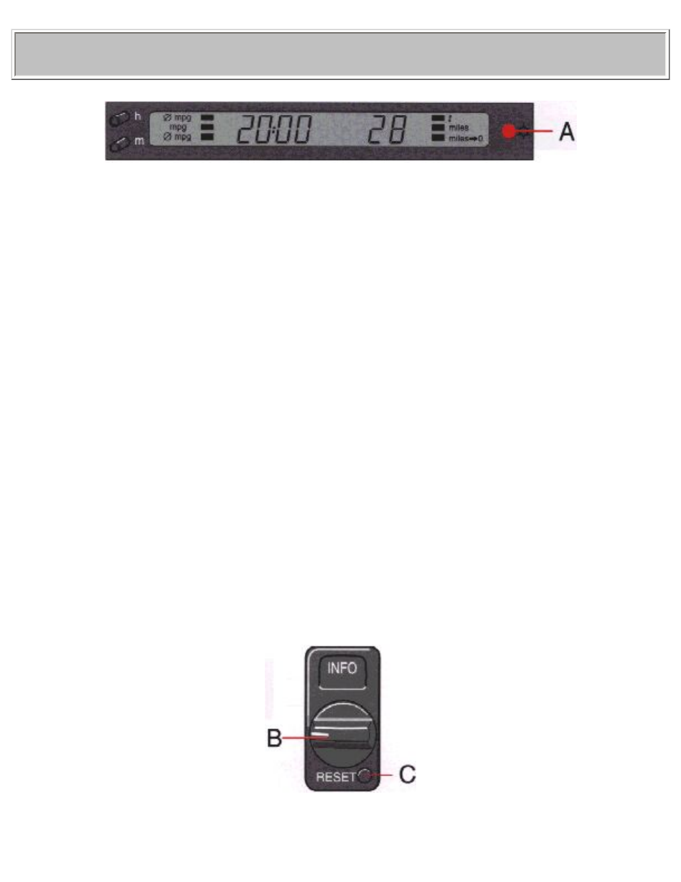 94850_1_12.html, 1994 volvo 850, Average speed | Current fuel consumption, Average fuel consumption, Ambient temperature, Tripmeter | Volvo 850 User Manual | Page 10 / 201