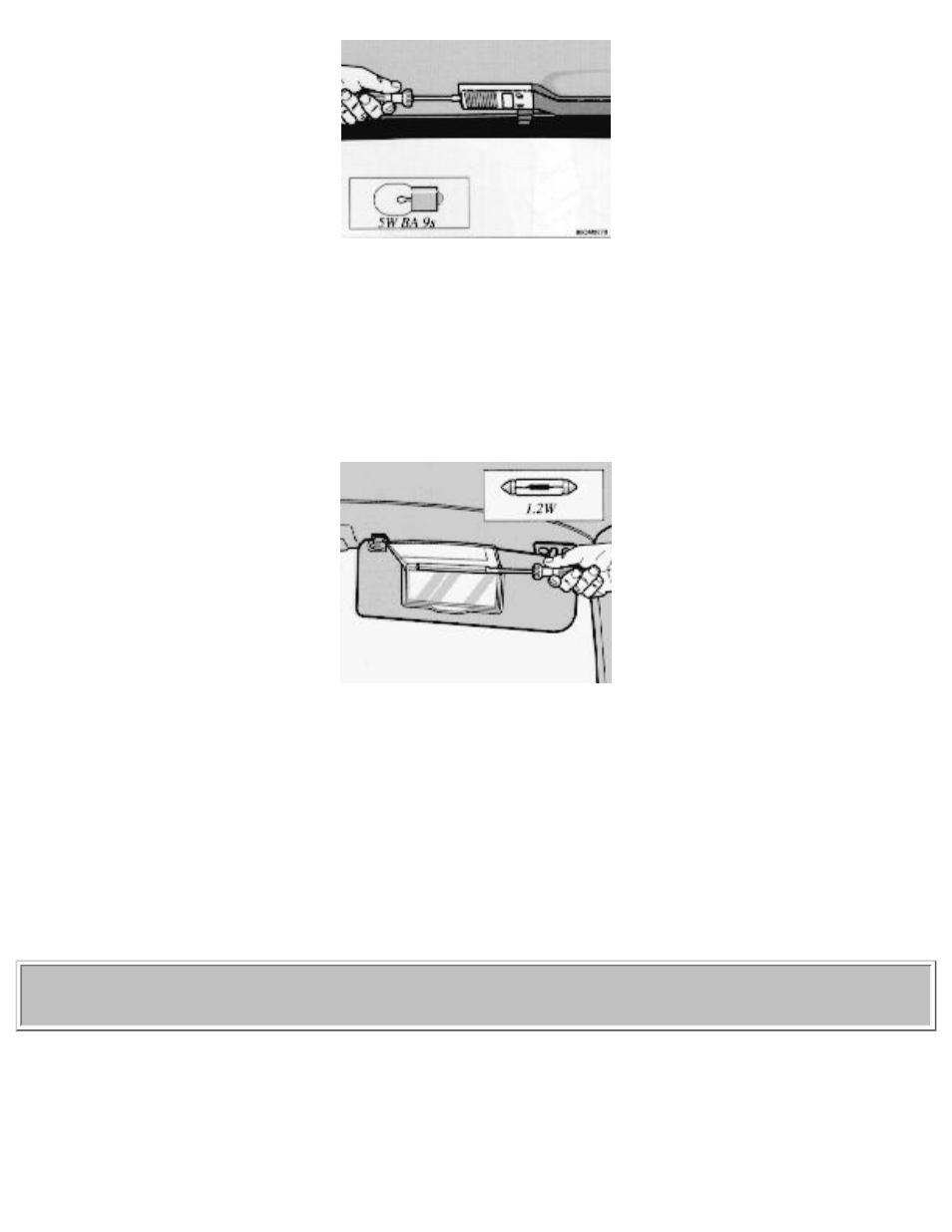 Insert a screwdriver and turn rear reading lights, Switch off the ignition, Push out the bulb and replace it | Volvo 850 User Manual | Page 154 / 201