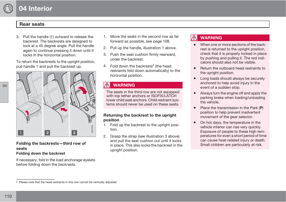 04 interior | Volvo XC90 User Manual | Page 110 / 302