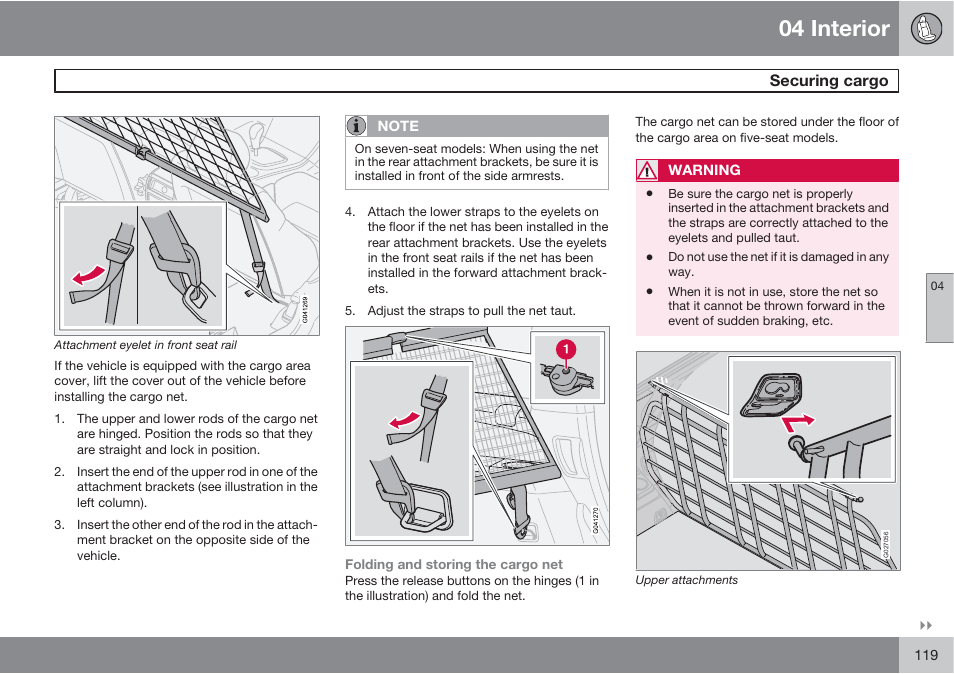 04 interior | Volvo XC90 User Manual | Page 119 / 302