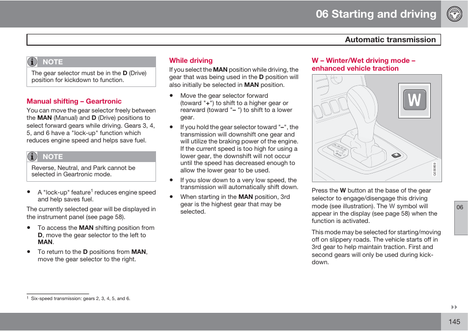06 starting and driving | Volvo XC90 User Manual | Page 145 / 302