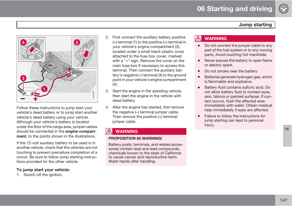 06 starting and driving | Volvo XC90 User Manual | Page 147 / 302
