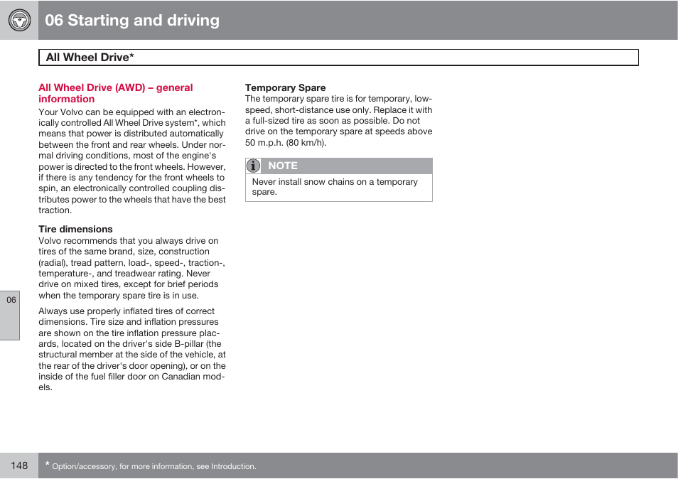 06 starting and driving | Volvo XC90 User Manual | Page 148 / 302