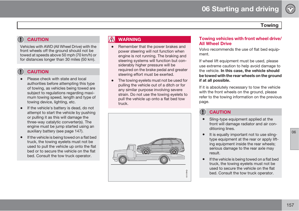 06 starting and driving | Volvo XC90 User Manual | Page 157 / 302