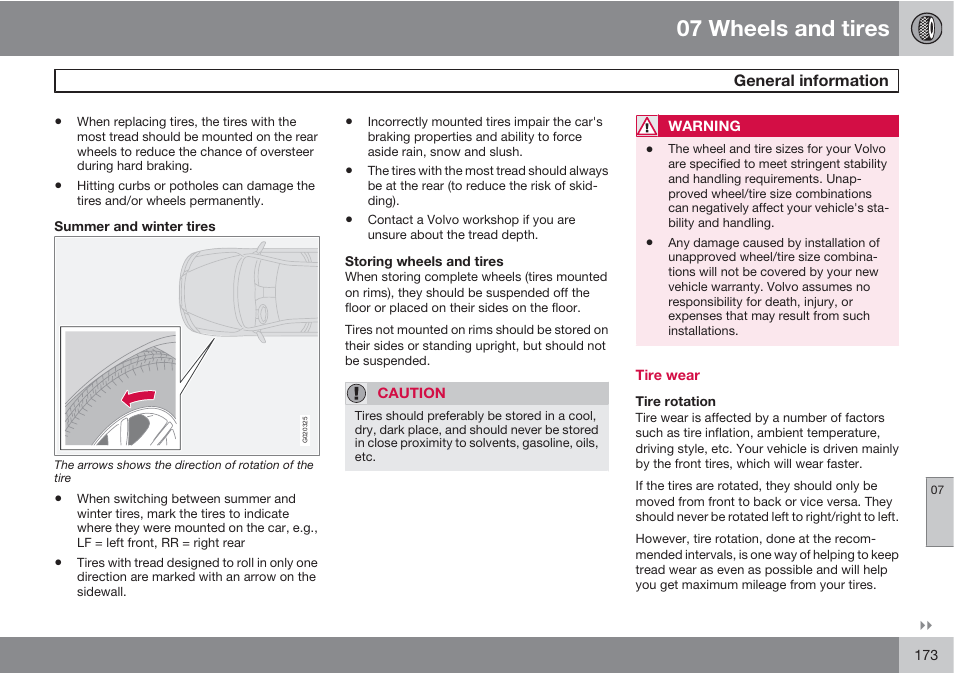 07 wheels and tires | Volvo XC90 User Manual | Page 173 / 302