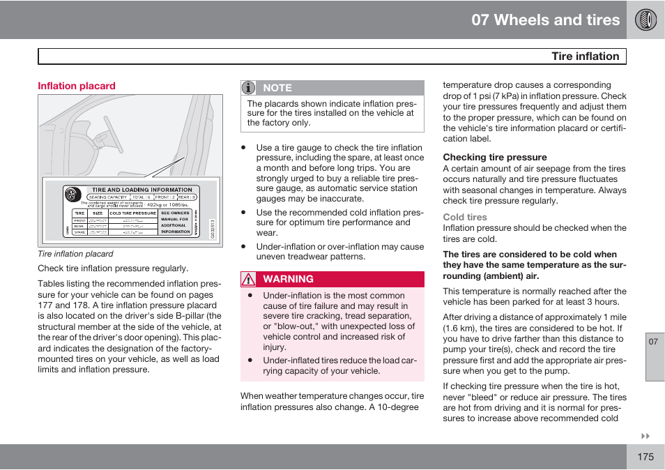 07 wheels and tires | Volvo XC90 User Manual | Page 175 / 302
