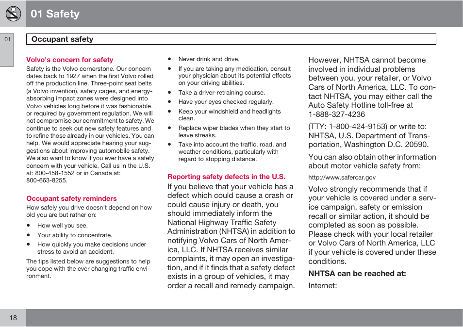 01 safety | Volvo XC90 User Manual | Page 18 / 302