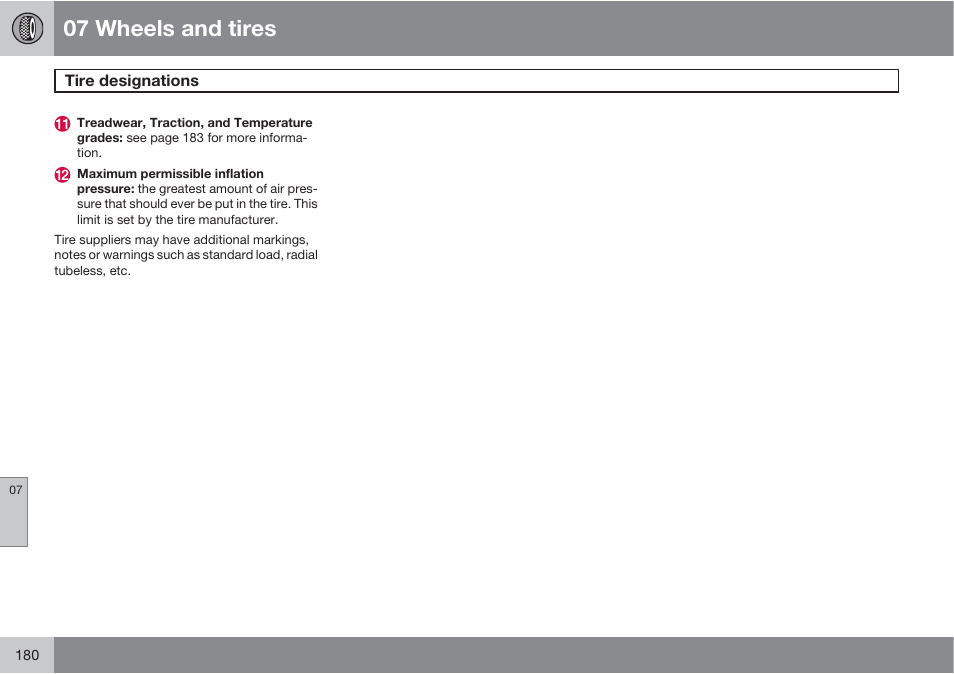 07 wheels and tires | Volvo XC90 User Manual | Page 180 / 302