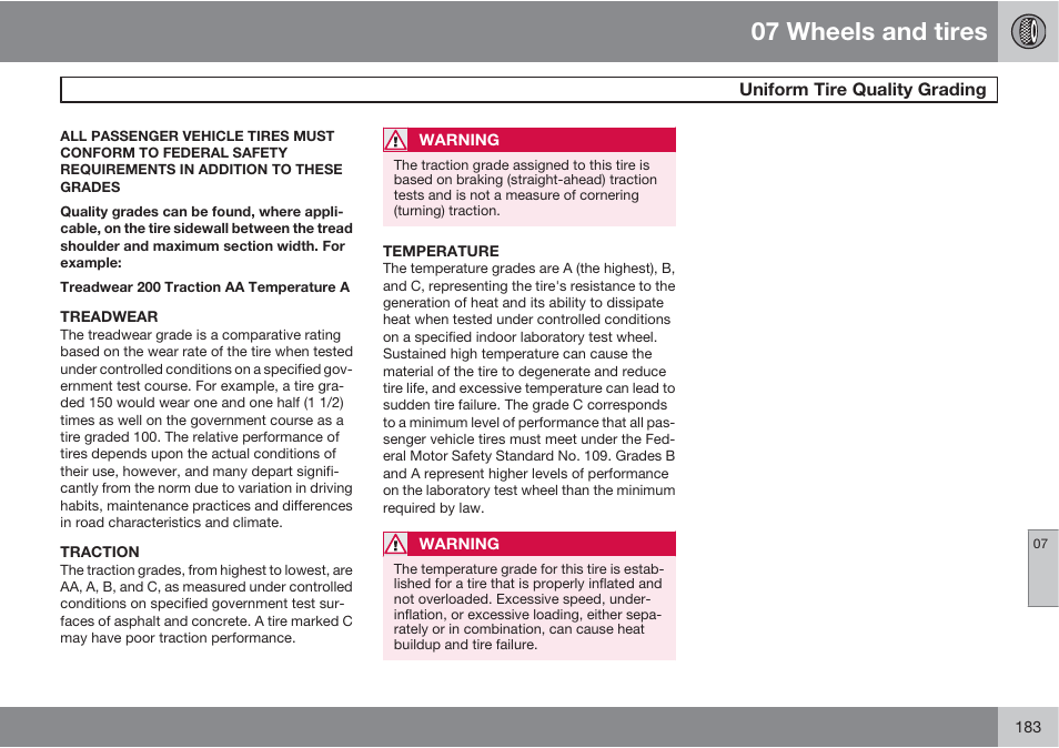 07 wheels and tires | Volvo XC90 User Manual | Page 183 / 302