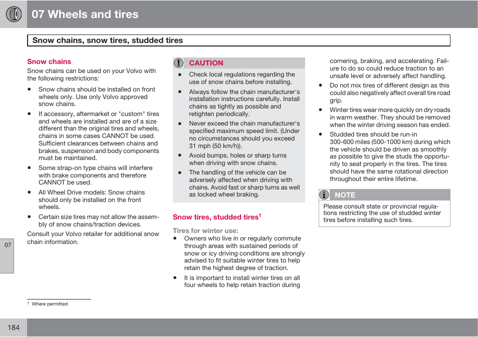 07 wheels and tires | Volvo XC90 User Manual | Page 184 / 302