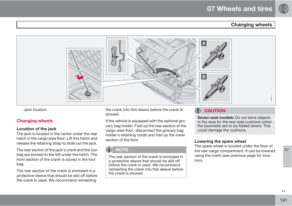 07 wheels and tires | Volvo XC90 User Manual | Page 191 / 302