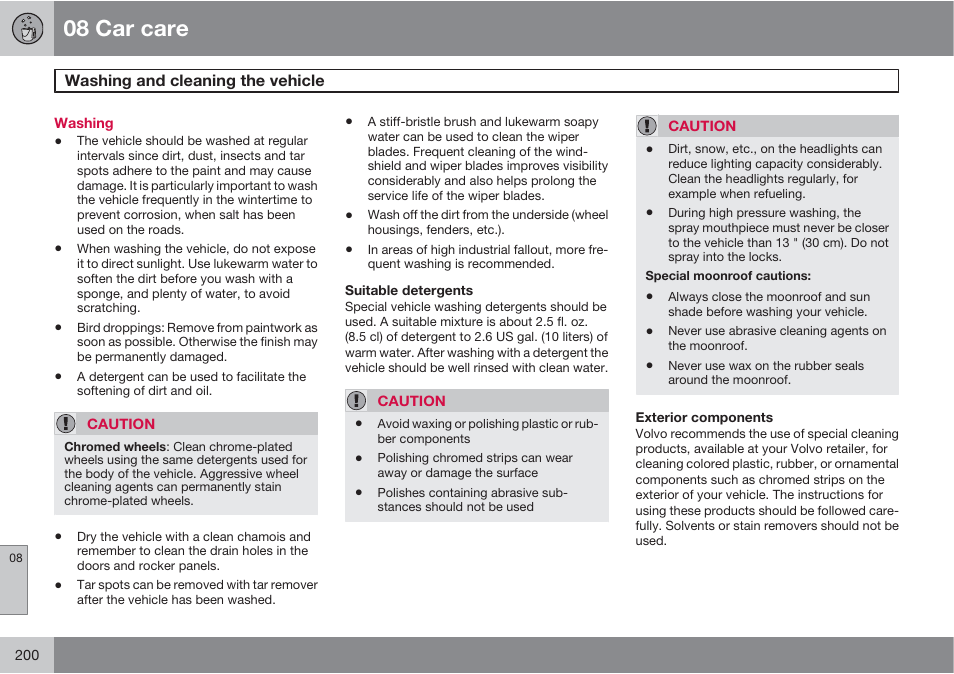 08 car care | Volvo XC90 User Manual | Page 200 / 302