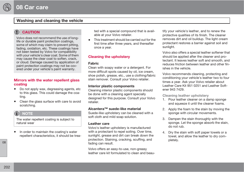 08 car care | Volvo XC90 User Manual | Page 202 / 302
