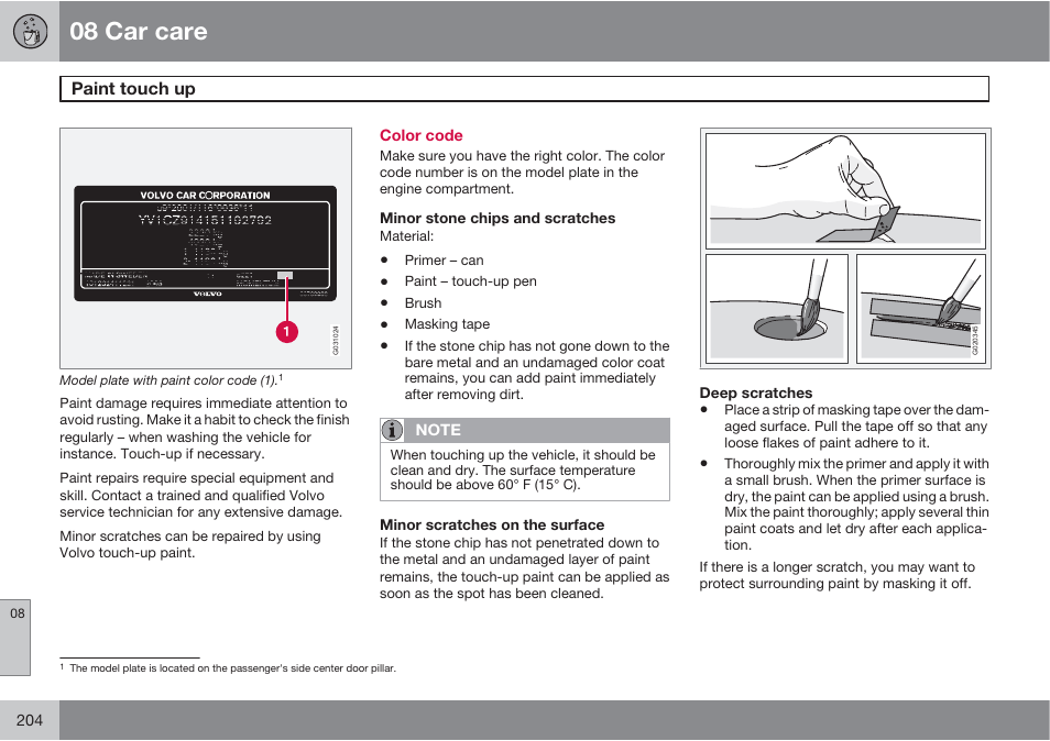 08 car care | Volvo XC90 User Manual | Page 204 / 302