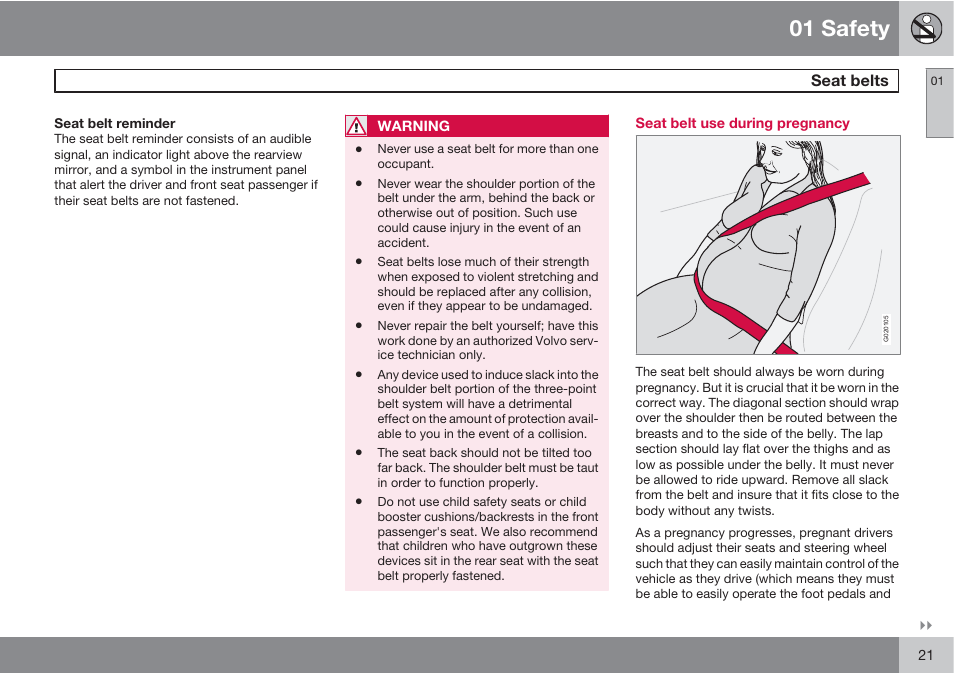 01 safety | Volvo XC90 User Manual | Page 21 / 302