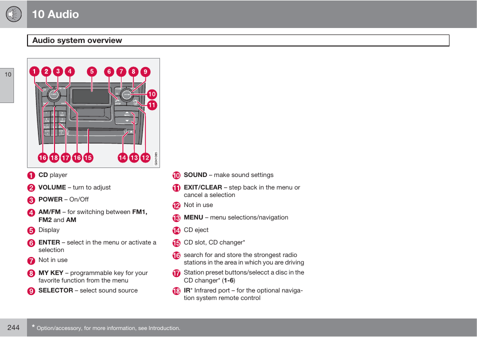 10 audio | Volvo XC90 User Manual | Page 244 / 302