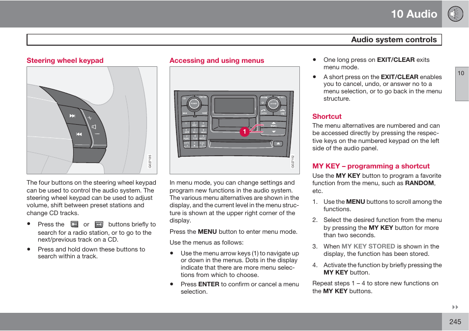 10 audio | Volvo XC90 User Manual | Page 245 / 302